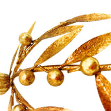 Antique Gold Sprig & Berry Candle Holder, Gisela Graham Christmas 17cm Candlestick - Tophatter Daily Deals
