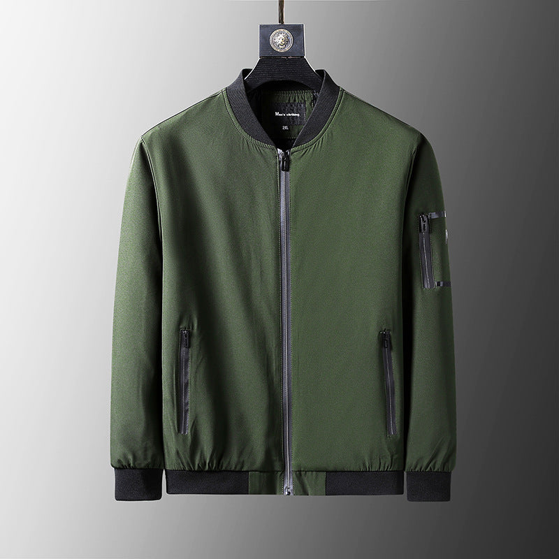 BLACK Plus Size Loose Clothes Men's Stand-up Collar Jacket Green 0 - Tophatter Daily Deals