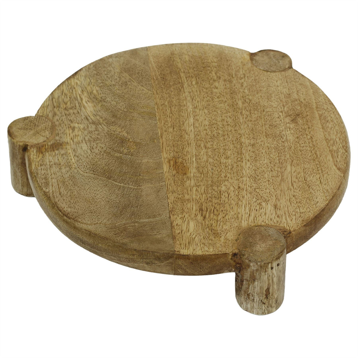 Set of 3 Round Mango Wood Serving Platters, Raised Serving Boards Serving Board - Tophatter Daily Deals