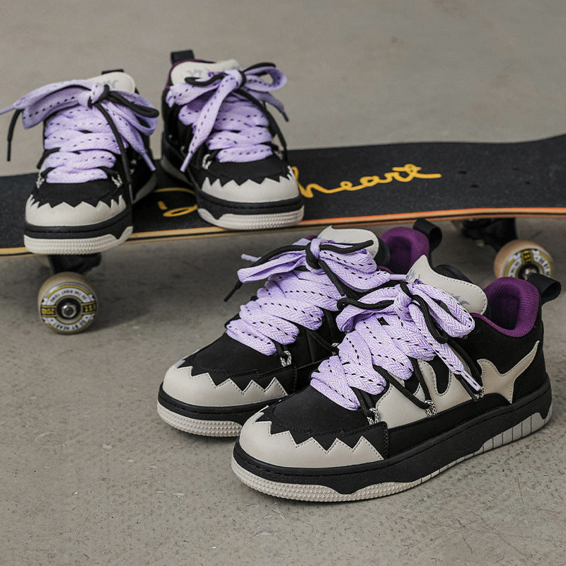 Black And White Contrast Color Skateboard Casual Shoes 0 - Tophatter Daily Deals