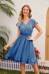 Swiss Dot Cap Sleeve Dress Casual Dresses - Tophatter Daily Deals