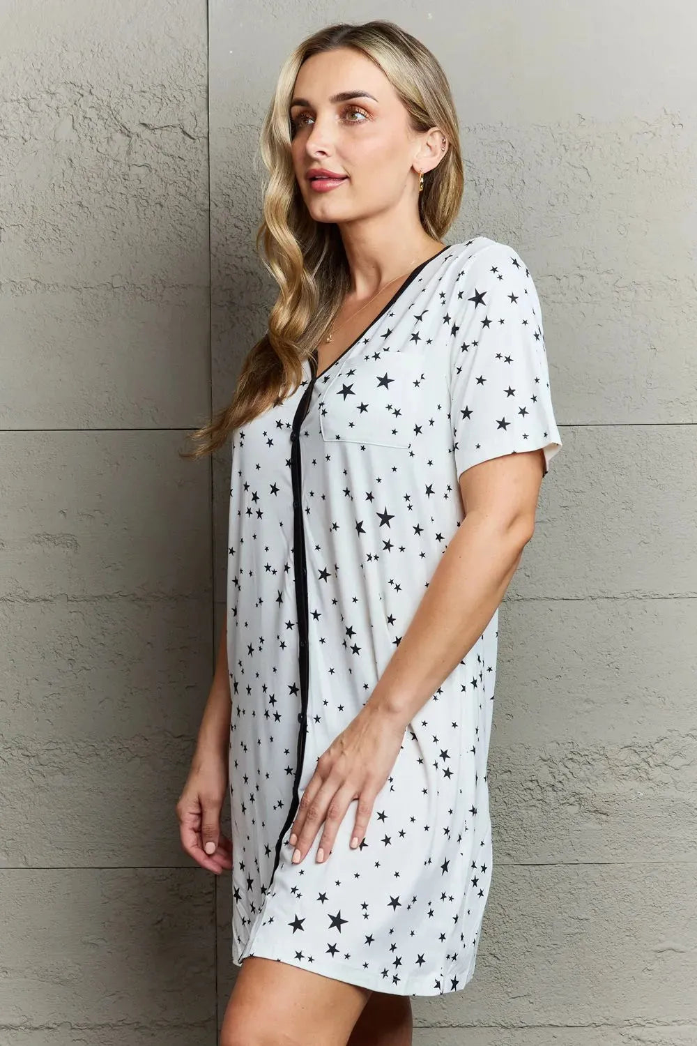 MOON NITE Quilted Quivers Button Down Sleepwear Dress Sleep Dresses - Tophatter Daily Deals