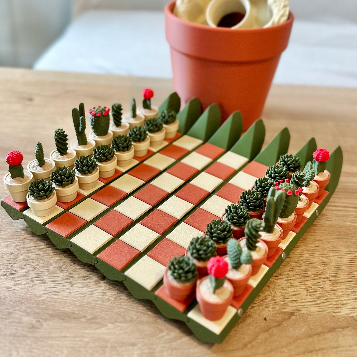 Cactus Succulent 3D Printed Chess Set Decor - Tophatter Daily Deals