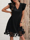 Ruffled V-Neck Cap Sleeve Dress Casual Dresses - Tophatter Daily Deals