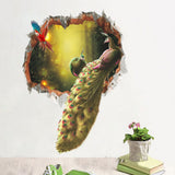 3d Peacock Forest Broken Wall Bedroom TV Backdrop Wall Decorative Removable Wall Sticker 50X70cm 0 - Tophatter Daily Deals