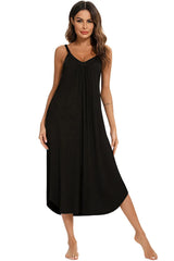 V-Neck Midi Lounge Dress Sleep Dresses - Tophatter Daily Deals