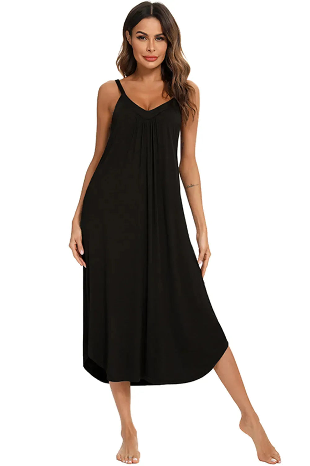 V-Neck Midi Lounge Dress Sleep Dresses - Tophatter Daily Deals