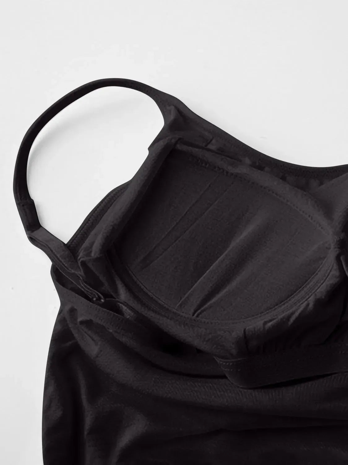 Round Neck Spaghetti Strap Cami Dress with Bra Black Casual Dresses - Tophatter Daily Deals