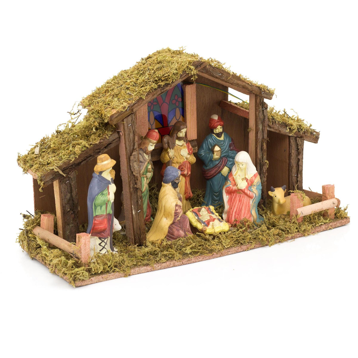 Light Up LED Freestanding Christmas Nativity Set Scene Crib Stable With Figures Nativity Set - Tophatter Daily Deals