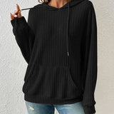 Soft Relaxed Women's Hooded Pullover - Ribbed Knit, Casual Black 3D Changing Face Moving Picture Frame - Tophatter Daily Deals