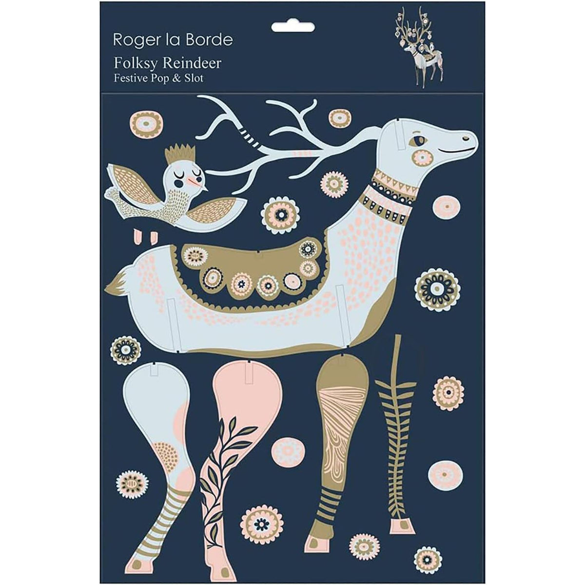 Large Folksy Reindeer Pop & Slot Decoration | Colourful 3D Christmas Reindeer Ornament - Tophatter Daily Deals