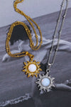 Opal Sun Pendant Stainless Steel Necklace Necklaces - Tophatter Daily Deals