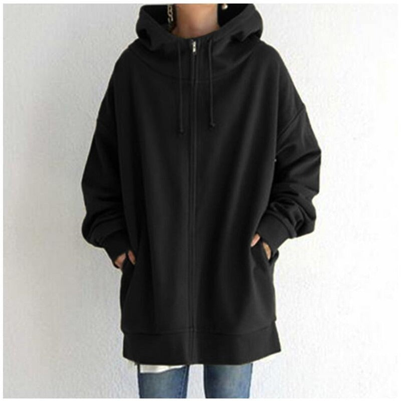 Warm Womens Fleece Hoodie - Oversized, Brushed Fleece Black - Tophatter Daily Deals