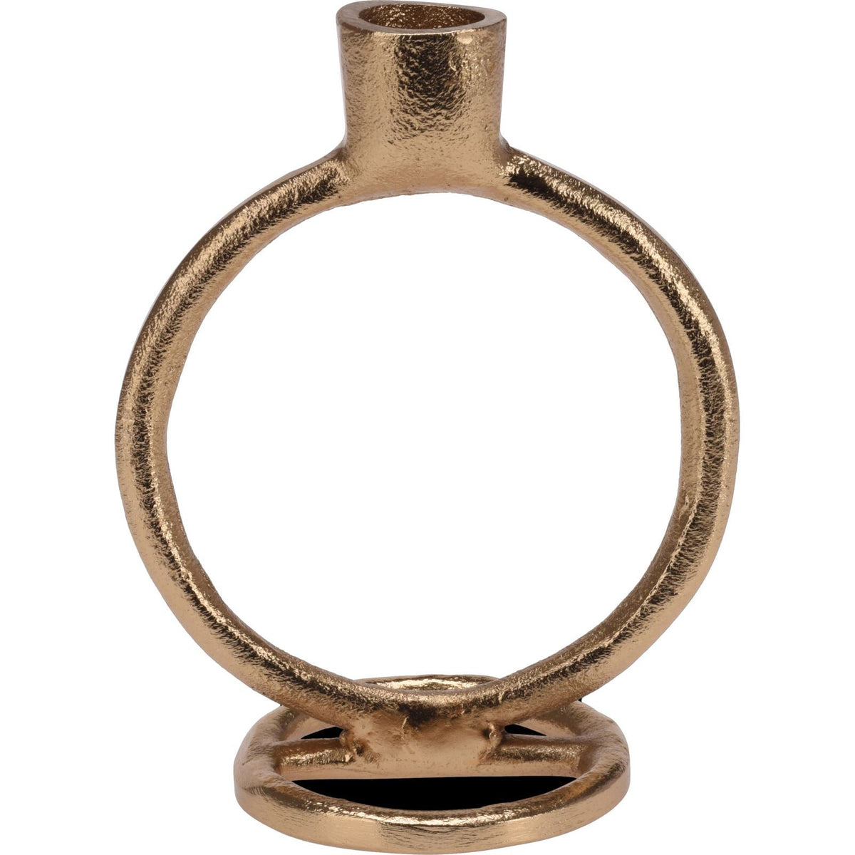 Round Ring Gold Metal Candlestick | Tapered Dinner Candle Holder - 15 cm Candle Holder - Tophatter Daily Deals