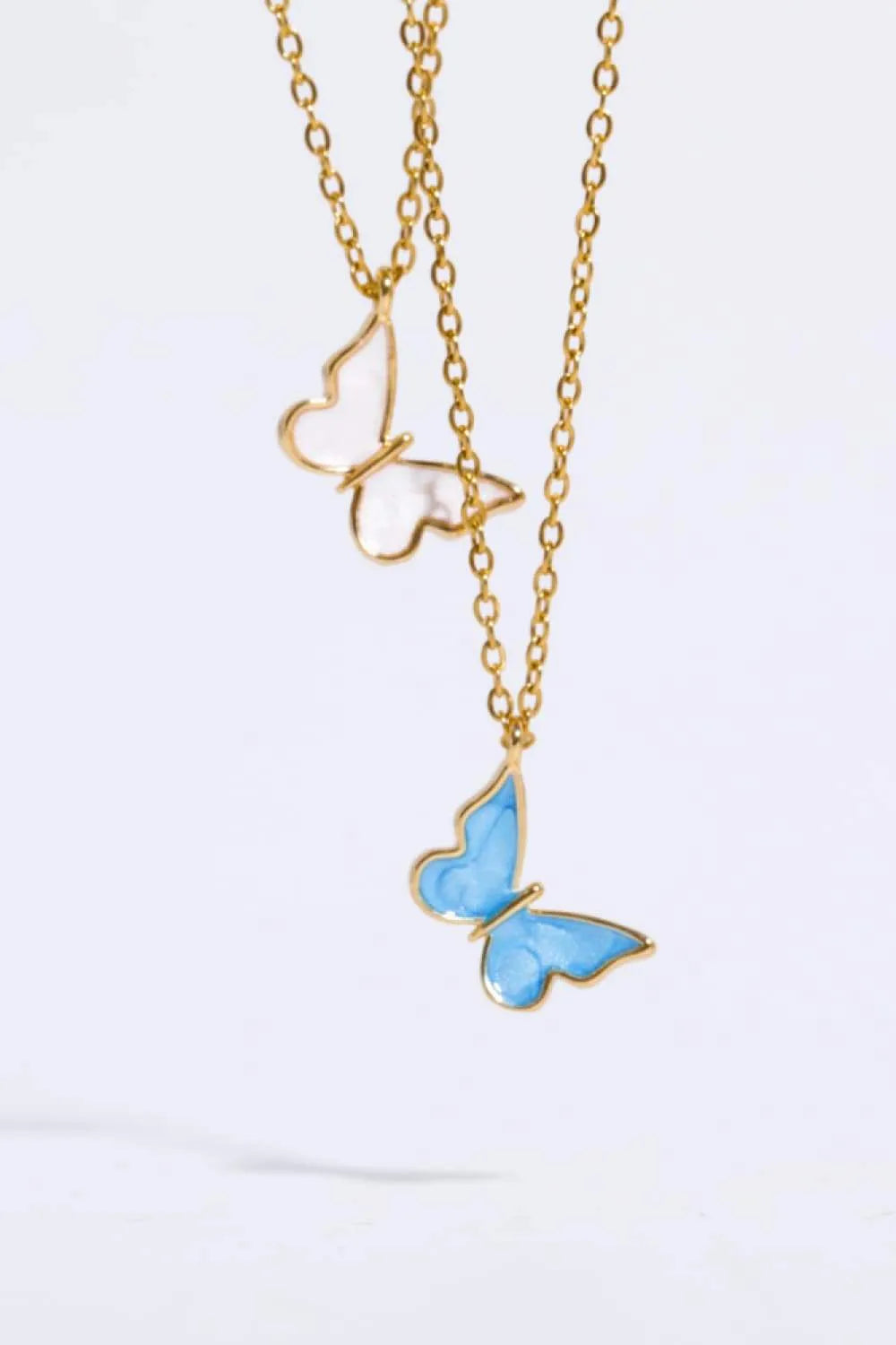 Butterfly Pendant Copper 14K Gold-Plated Necklace Necklaces - Tophatter Daily Deals