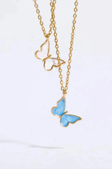Butterfly Pendant Copper 14K Gold-Plated Necklace Necklaces - Tophatter Daily Deals