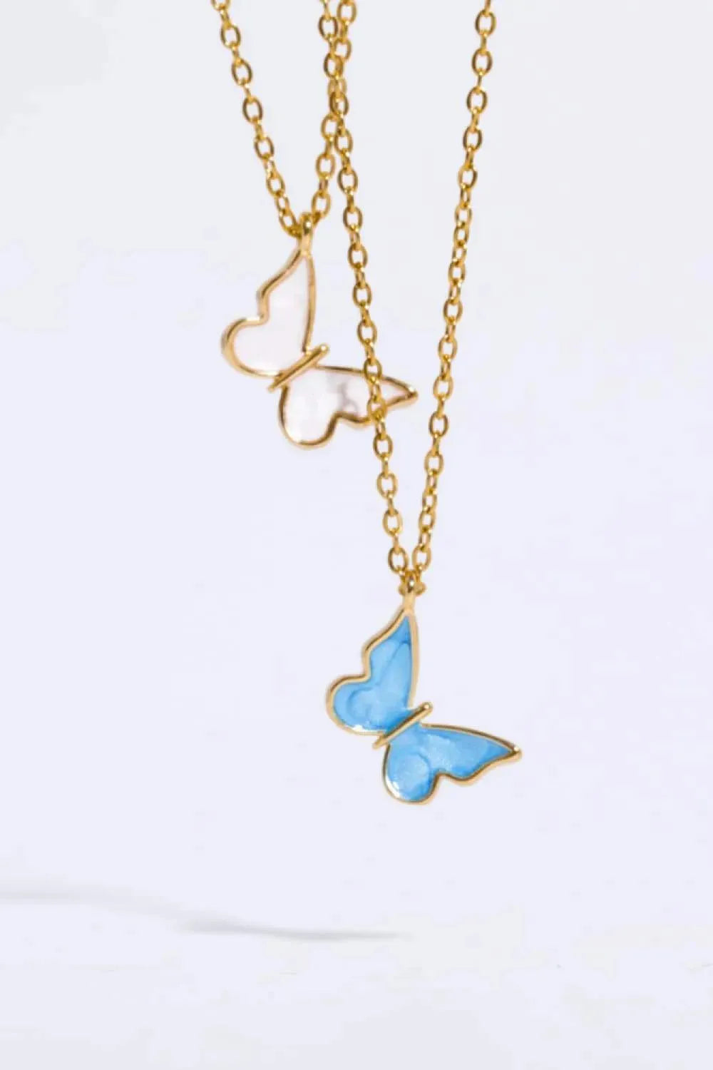 Butterfly Pendant Copper 14K Gold-Plated Necklace Necklaces - Tophatter Daily Deals