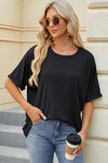 Round Neck Half Sleeve T-Shirt Black Women's T-Shirts - Tophatter Daily Deals