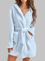 Tie Waist Hooded Robe Sleep Dresses - Tophatter Daily Deals