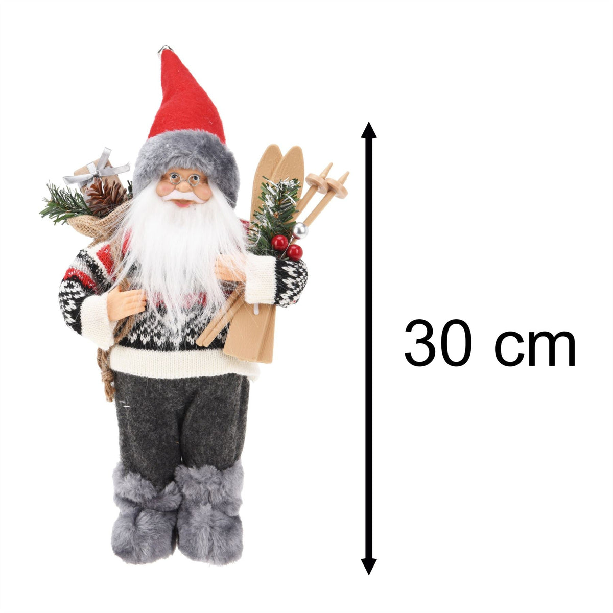 Grey Nordic Santa Claus Figurine | Standing Father Christmas Ornament - 30cm Ornament - Tophatter Daily Deals