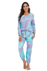 Tie-Dye Top and Drawstring Pants Lounge Set Loungewear Sets - Tophatter Daily Deals