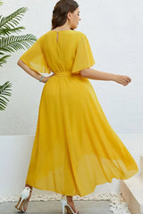 Belted Flutter Sleeve High-Low Dress Casual Dresses - Tophatter Daily Deals