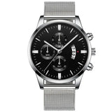 Mens Business Luxury Watches For Men Mesh Band Quartz Watch silver black Watches - Tophatter Daily Deals