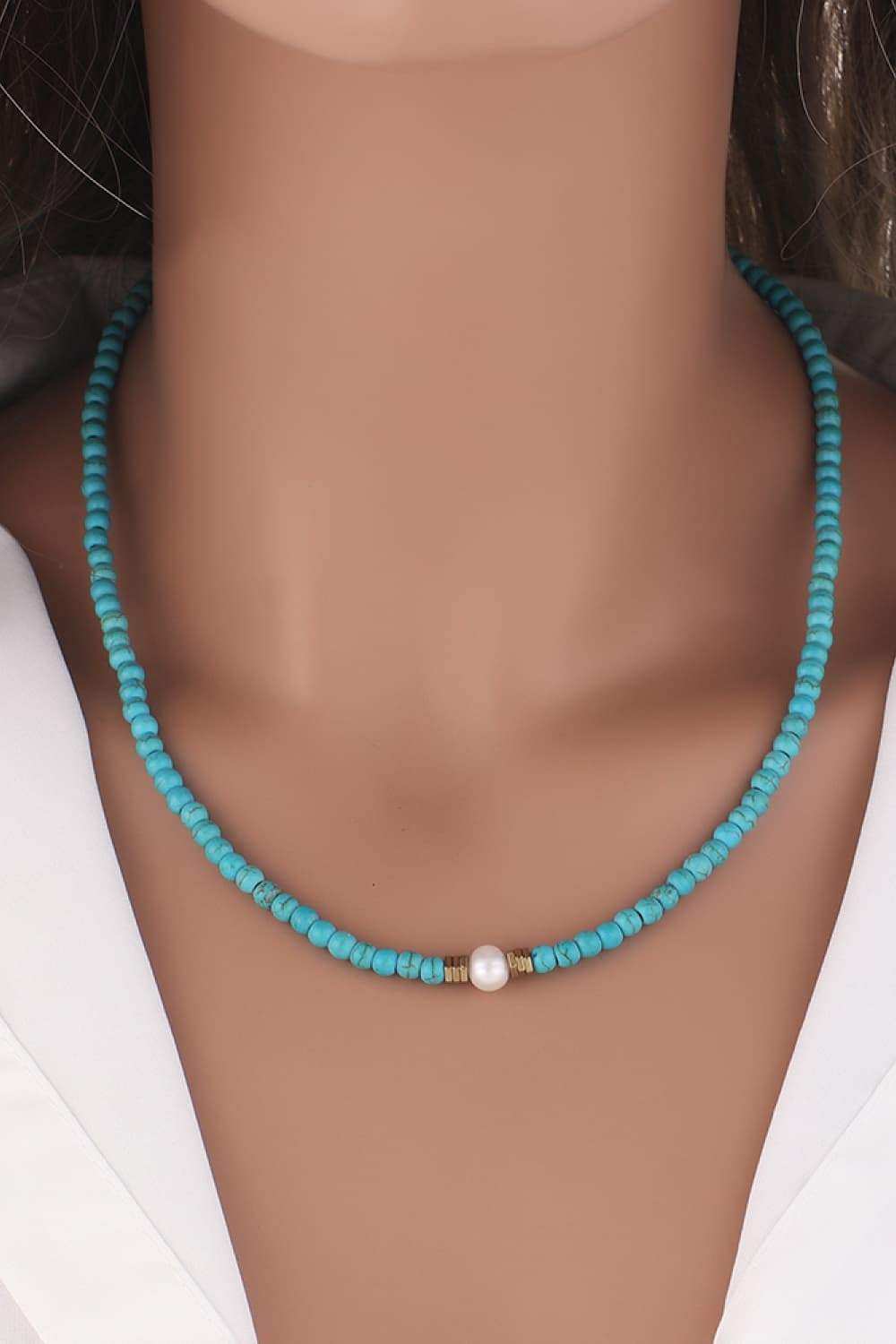 Turquoise & Pearl Necklace Necklaces - Tophatter Daily Deals