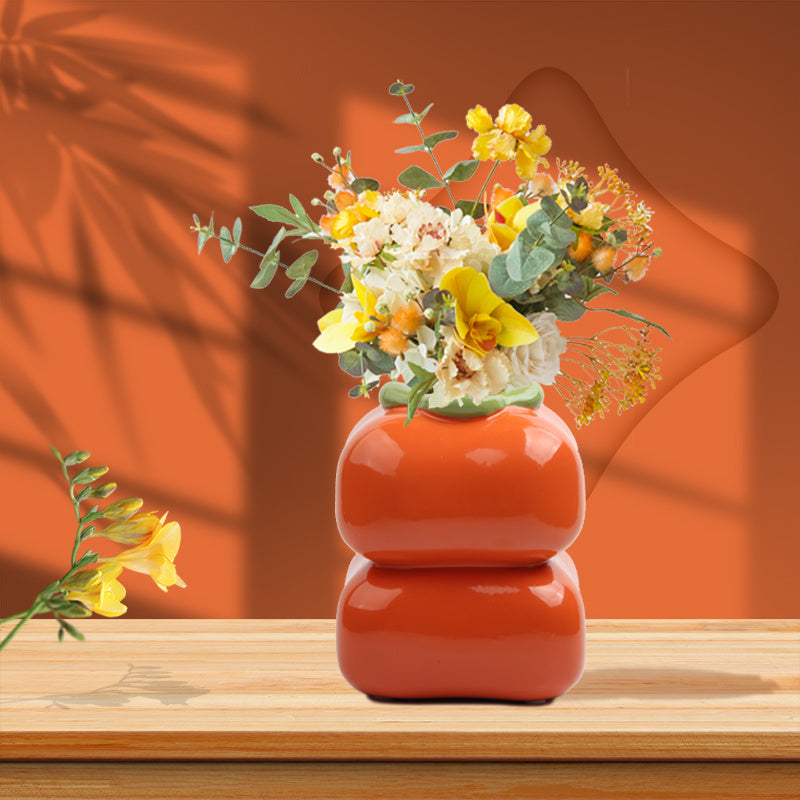1pc Spring New Year New Chinese Persimmon Vase Flower Arrangement Pen Holder Ceramic Sculpture Means Everything Is Satisfactory 4 - Tophatter Daily Deals