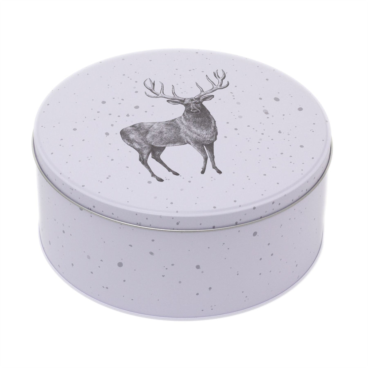 White Round Christmas Storage Tin | Festive Cookie Tin Fairy Cake Baking Tin Tin - Tophatter Daily Deals