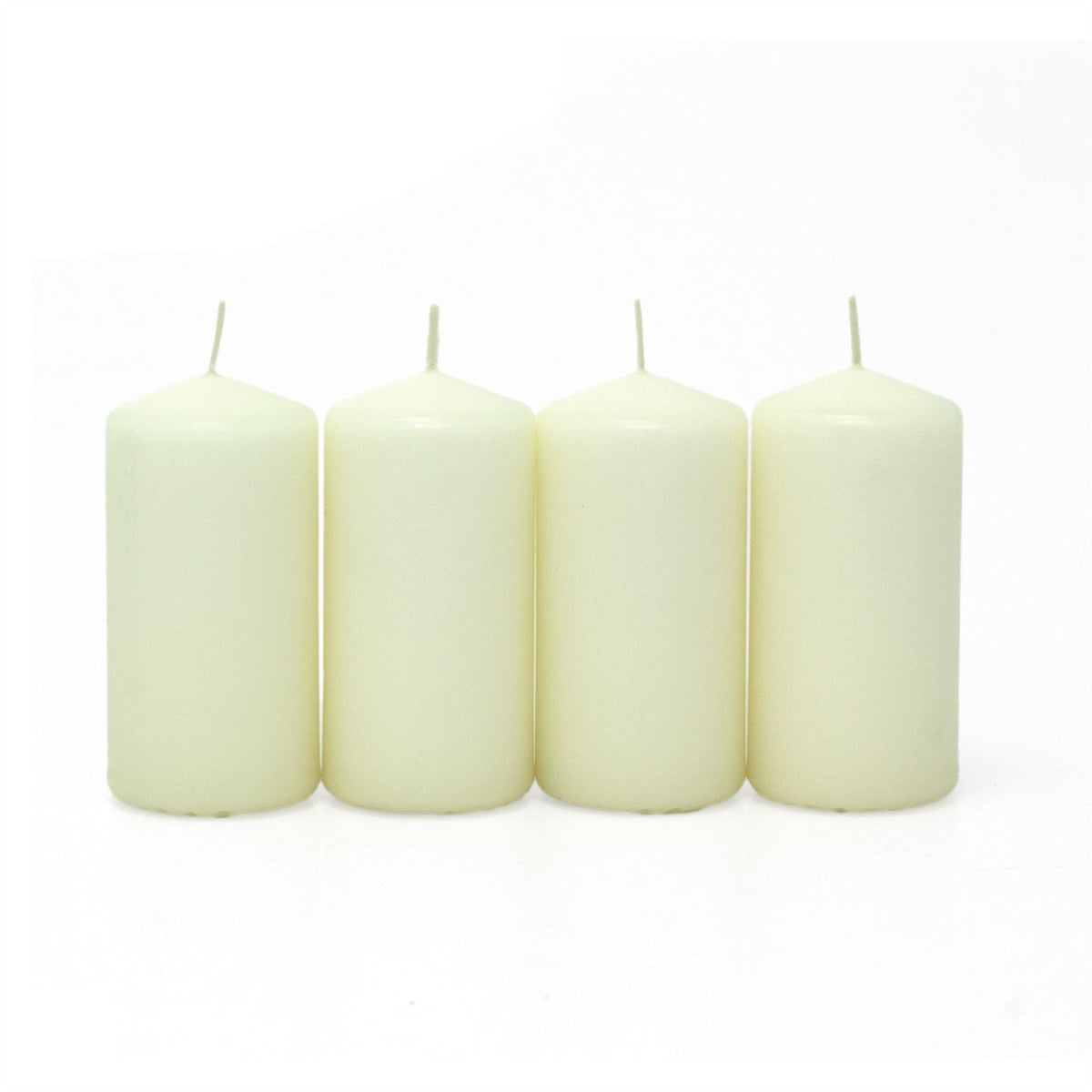 Set of 4 Ivory Pillar Candles | Unscented Wax Candles for Home & Events - 5x10cm Candle - Tophatter Daily Deals