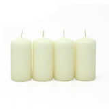 Set of 4 Ivory Pillar Candles | Unscented Wax Candles for Home & Events - 5x10cm Candle - Tophatter Daily Deals