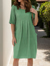 Full Size Round Neck Half Sleeve Dress with Pockets Casual Dresses - Tophatter Daily Deals