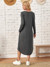 Pocketed Round Neck Long Sleeve Tee Dress Casual Dresses - Tophatter Daily Deals