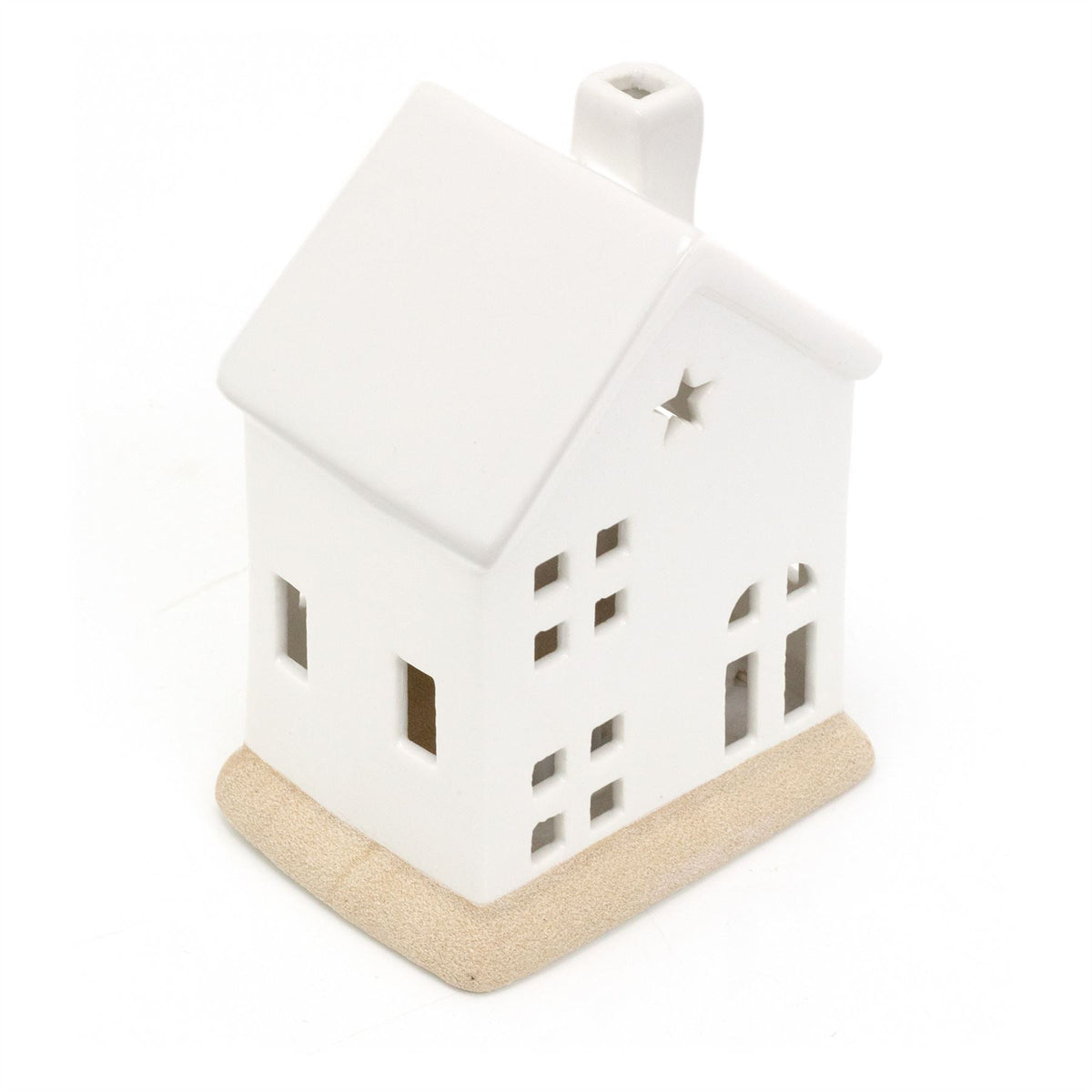 White LED Christmas House Ornament | Ceramic Christmas Village Light Up House Ornament - Tophatter Daily Deals