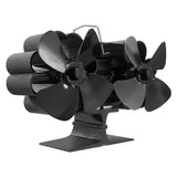 8 Leaf Double Head Fireplace Heat Power Fan Black 0 - Tophatter Daily Deals