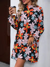 Floral Mock Neck Balloon Sleeve Dress Casual Dresses - Tophatter Daily Deals