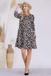 Celeste Full Size Leopard Three-Quarter Sleeve Dress with Pockets Casual Dresses - Tophatter Daily Deals