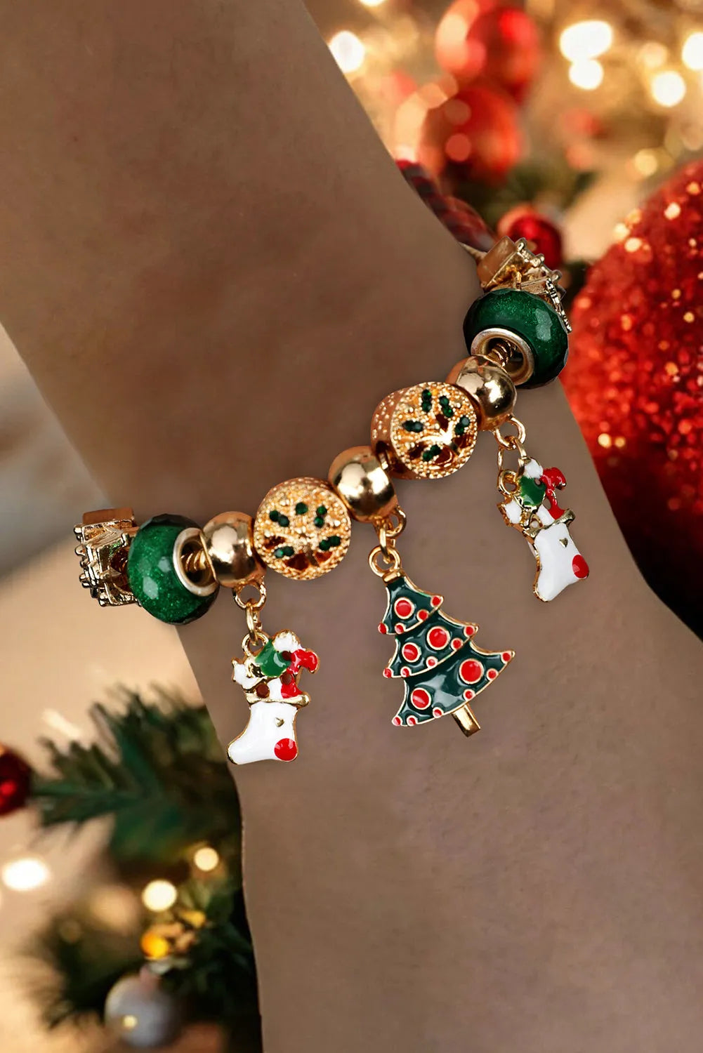 Green Cartoon Christmas Tree Charms Bracelet Bracelets - Tophatter Daily Deals
