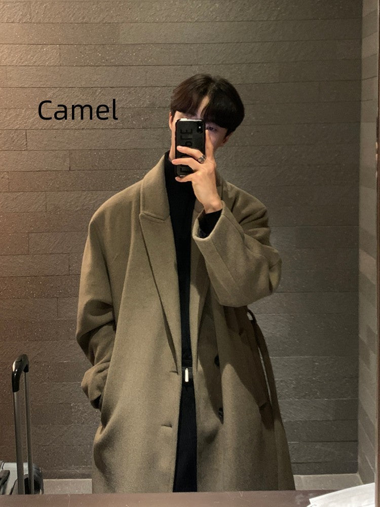 Warm Men's Trench Coat - Single-Breasted, Wool, Winter Camel 3D Changing Face Moving Picture Frame - Tophatter Daily Deals