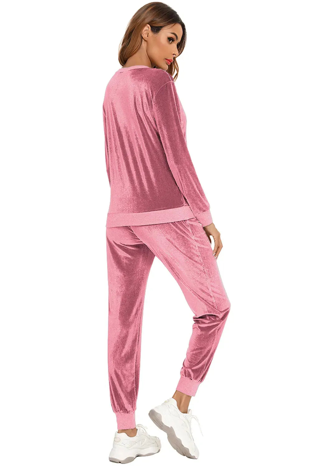 Round Neck Long Sleeve Loungewear Set with Pockets Loungewear Sets - Tophatter Daily Deals