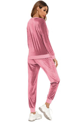 Round Neck Long Sleeve Loungewear Set with Pockets Loungewear Sets - Tophatter Daily Deals