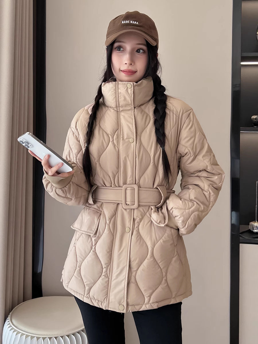 Insulating Cozy Women Quilted Coat - Oversized Cotton Winter Khaki 3D Changing Face Moving Picture Frame - Tophatter Daily Deals