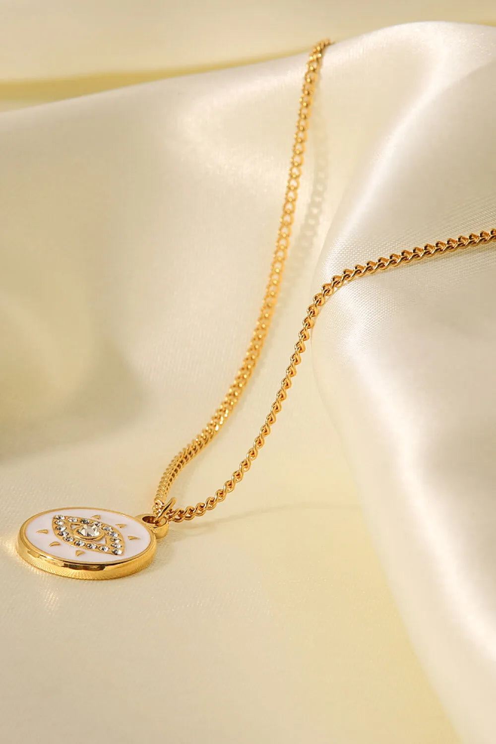 Cubic Zirconia Evil Eye Pendant Chunky Chain Necklace Necklaces - Tophatter Daily Deals