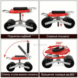 Garden Cart with Wheels Adjustable Swivel Seat Gardening Tools - Tophatter Daily Deals