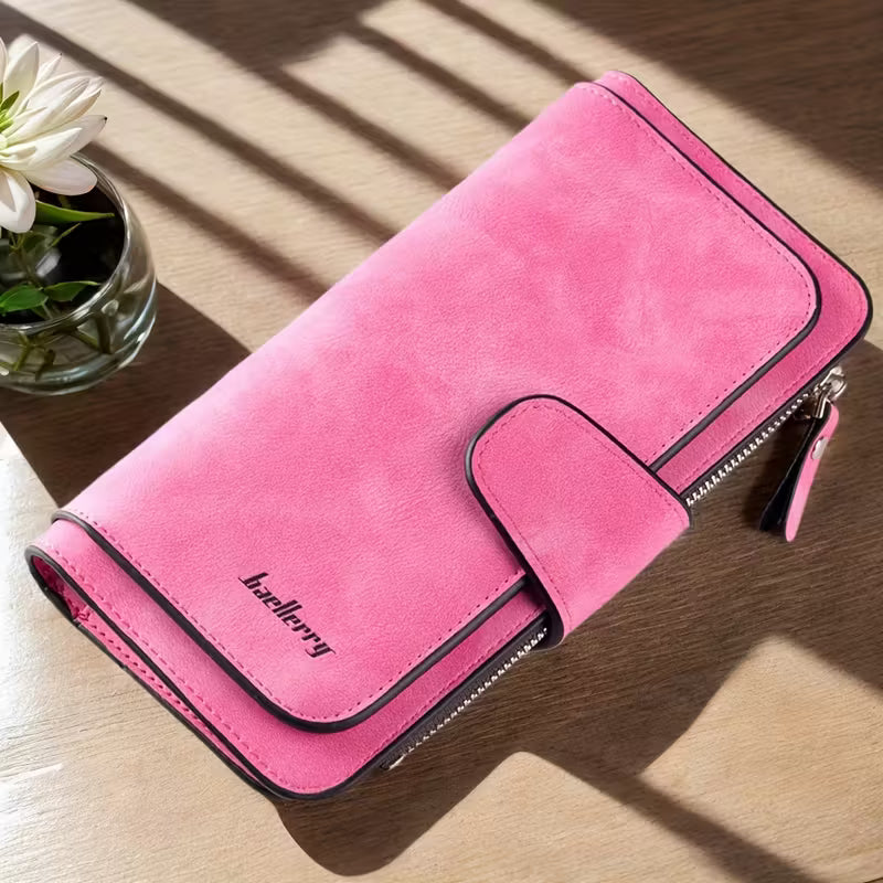 Vintage Faux Leather Long Wallet – Trifold Credit Card Holder with Snap & Zipper Hot Pink Handbags & Wallets - Tophatter Daily Deals