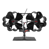 8 Leaf Double Head Fireplace Heat Power Fan 0 - Tophatter Daily Deals