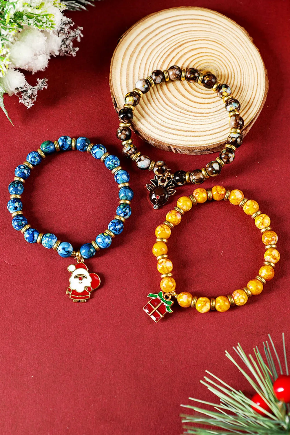Dark Blue 3 Pack Christmas Bead Bracelets Bracelets - Tophatter Daily Deals