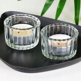 Set of 2 Ribbed Tea Light Candle Holders | Clear Glass Tealight Candle Holders Candle Holder - Tophatter Daily Deals