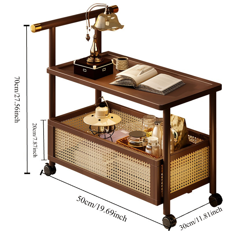 Golden Mobile Side Table with Wheels and Storage Business & Industrial > Food Service > Food Service Carts - Tophatter Daily Deals